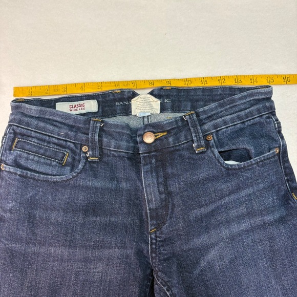 Banana Republic Classic Wide Leg Jeans Dark Wash Denim Size 6 Flap Pocket - Picture 5 of 8
